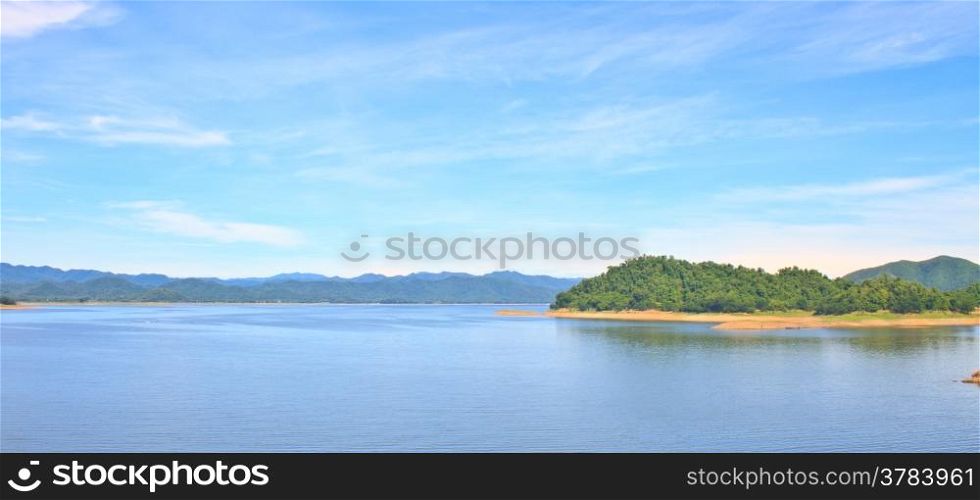 Panorama Views over the reservoir Kaengkrachan dam, Phetchaburi Thailand