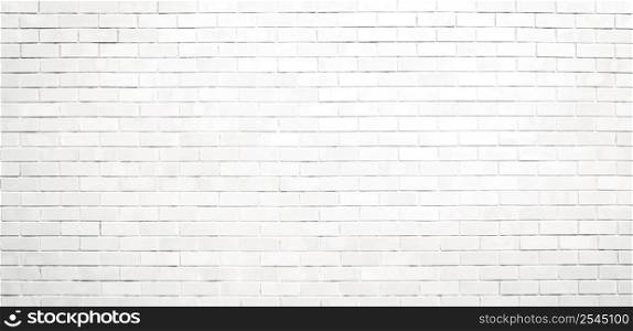 Panorama white brick wall texture and background