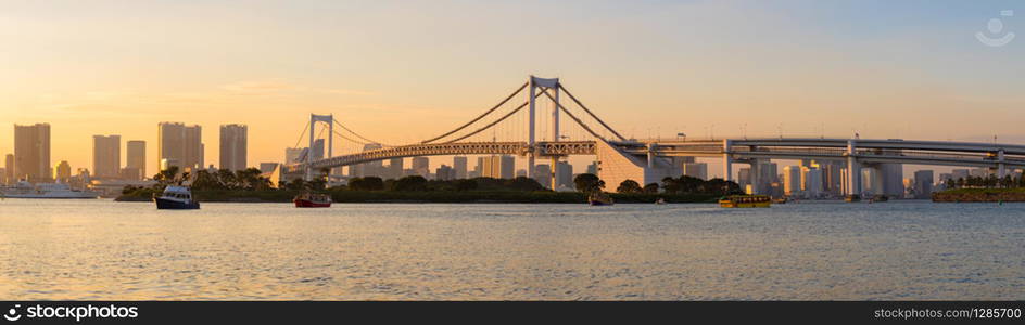 panoraman scene of odaiba harbor tokyo japan most important traveling destination