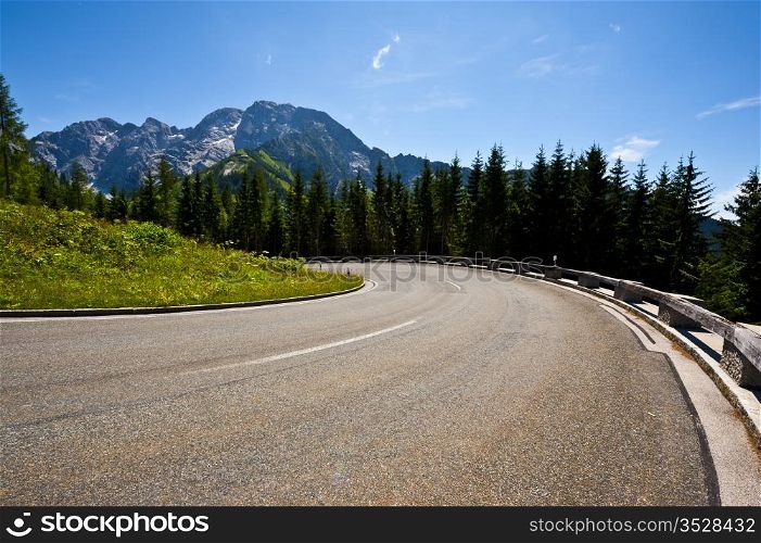 Panoramastrasse- asphalt road in the Bavarian Alps