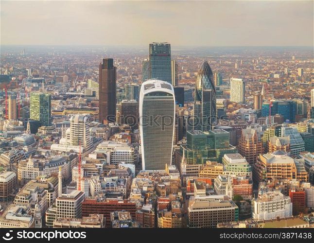 Panoramic aerial overview of London city
