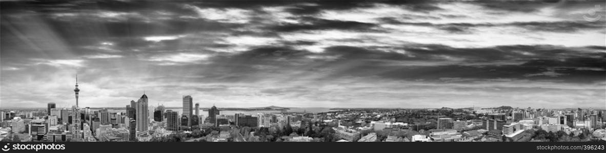 Panoramic aerial view of Auckland, New Zealand.
