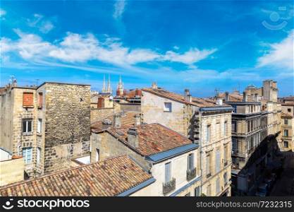 Panoramic aerial view of Bordeaux in a beautiful summer day, France