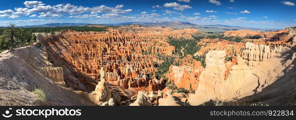 Panoramic aerial view of Bryce Canyon National Park.