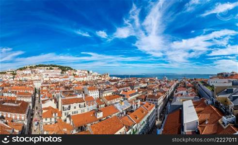 Panoramic aerial view of Lisbon, Portugal. Sao Jorge Castle