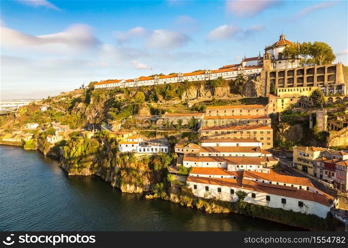 Panoramic aerial view of Porto in a beautiful summer day, Portugal