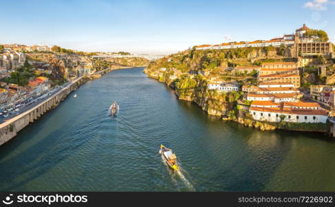 Panoramic aerial view of Porto in a beautiful summer day, Portugal