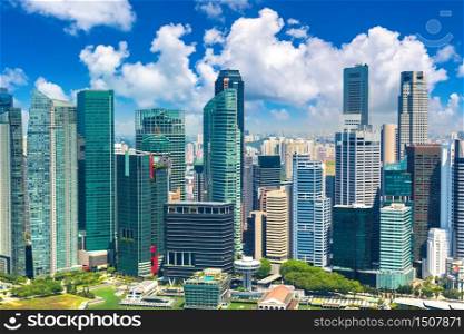 Panoramic aerial view of Singapore in a summer day