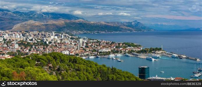 Panoramic aerial view of Split, the second largest city of Croatia. Old Town of Split, Croatia