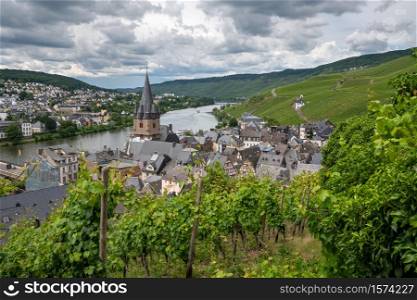 Panoramic image of Bernkastel close to the Moselle river, Germany