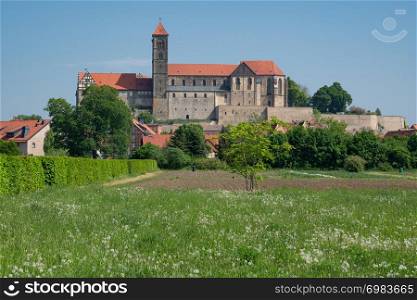 Panoramic image of the convent of Quedlinburg, Germany, Europe