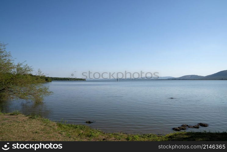 Panoramic image of the landscape of Lake Mburo National Park, Uganda