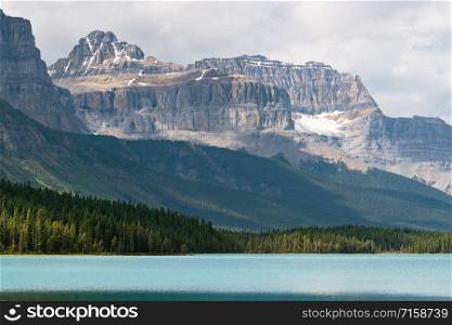 Panoramic image of the Waterfowl Lakes, Banff National Park, Icefield Parkway, Alberta, Canada