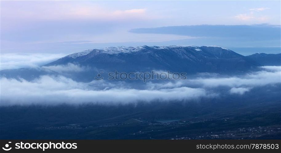 Panoramic image of Yalta jajla mountain ridge, Crimea, Ukraine