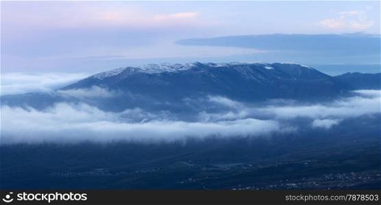 Panoramic image of Yalta jajla mountain ridge, Crimea, Ukraine