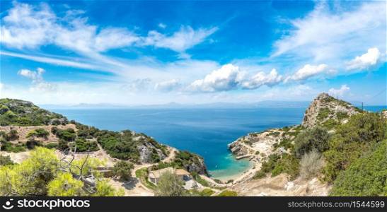 Panoramic landscape of the Sanctuary of Hera in a summer day in Greece