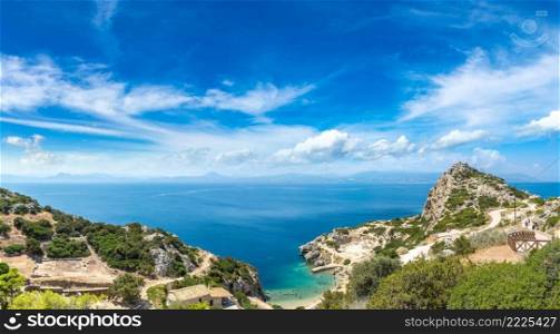 Panoramic landscape of the Sanctuary of Hera in a summer day in Greece