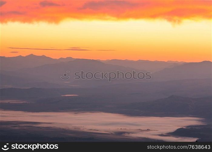 panoramic morning scene in mountains