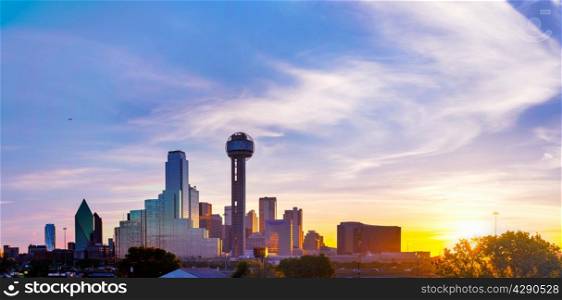Panoramic overview of downtown Dallas in the morning