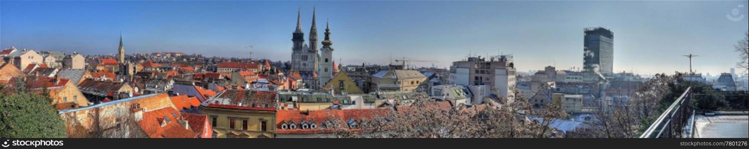 Panoramic photo of historic zagreb, taken from upper town