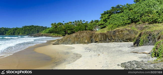 Panoramic photo of Tiririca beach in Itacare on the south coast of Bahia. Panoramic photo of Tiririca beach