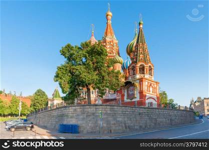 panoramic shot of St. Basil&rsquo;s Cathedral in Moscow