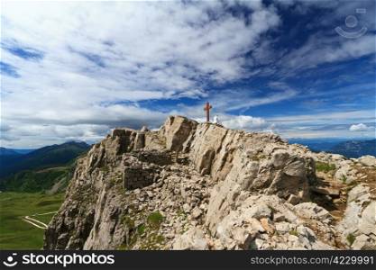 panoramic view from Castellazzo mount, Rolle pass. Trentino, Italy