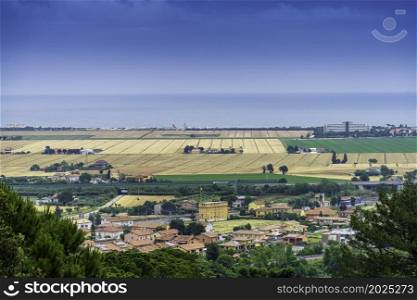 Panoramic view from Loreto, Ancona province, Marche, Italy, at springtime