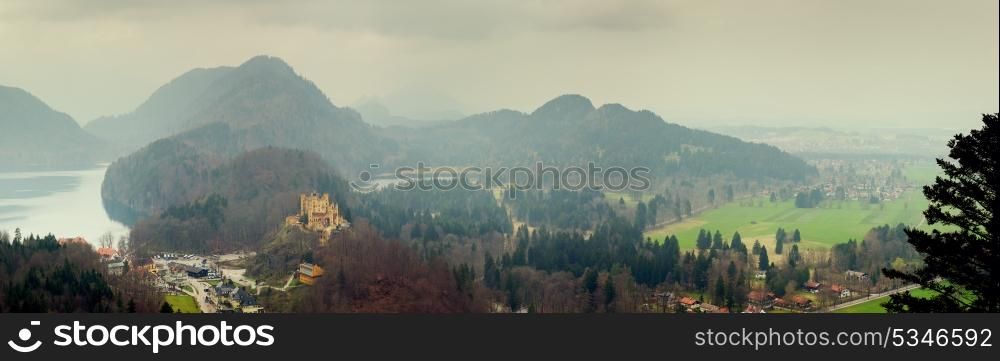 panoramic view from Neuschwanstein Castle, Bavaria, Germany