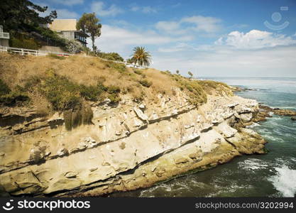Panoramic view of a cliff at the La Jolla Reefs, La Jolla, San Diego, California, USA