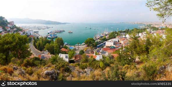 panoramic view of a sea resort city, Fethiye, Turkey