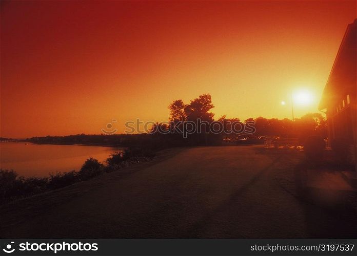 Panoramic view of a sunset over a lake, Cape Cod, Massachusetts, USA