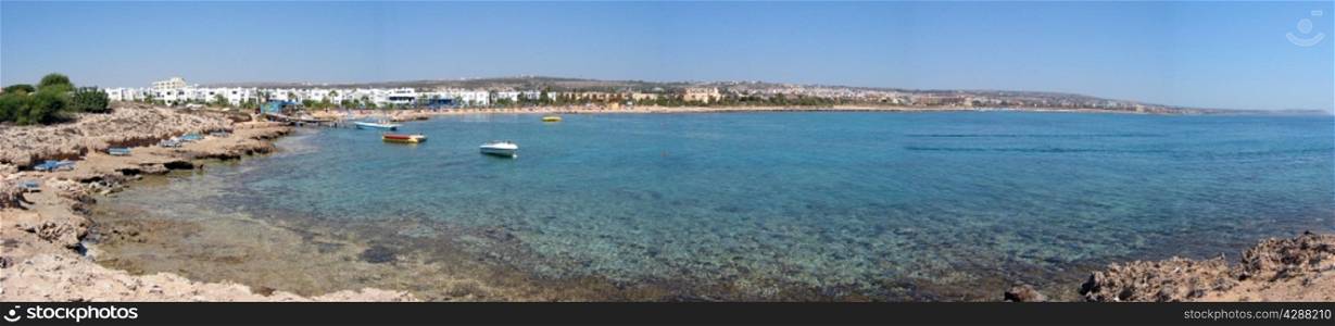 Panoramic view of Agia Napa Bay, Cyprus
