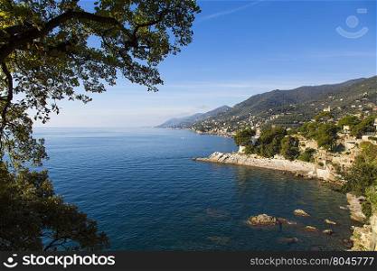 Panoramic view of an Italian seaside landscape on a sunny day