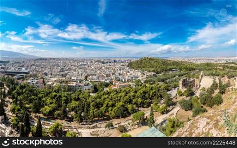 Panoramic view of Athens, Greece, from the Acropolis in a summer day