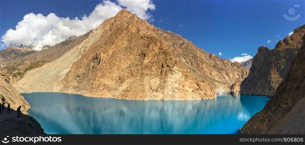 Panoramic view of Attabad Lake in Gojal Valley, Hunza. Gilgit Baltistan, Pakistan.