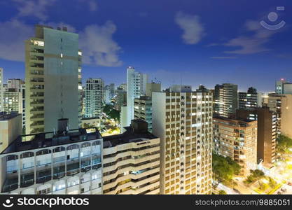 Panoramic view of Batel neighborhood in Curitiba, Parana State, Brazil