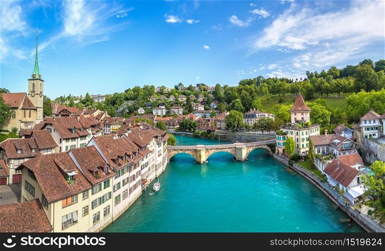 Panoramic view of Bern in a beautiful summer day, Switzerland