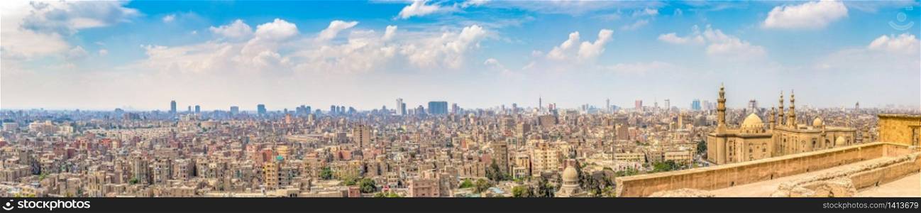 Panoramic view of Cairo from the observation deck in Citadel, Egypt. Panoramic view of Cairo