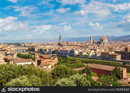 Panoramic view of cathedral Santa Maria del Fiore in Florence, Italy in a beautiful summer day