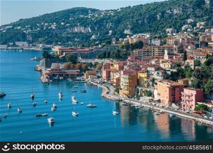 Panoramic view of Cote d'Azur near the town of Villefranche-sur-Mer