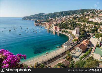 Panoramic view of Cote d&rsquo;Azur near the town of Villefranche-sur-Mer