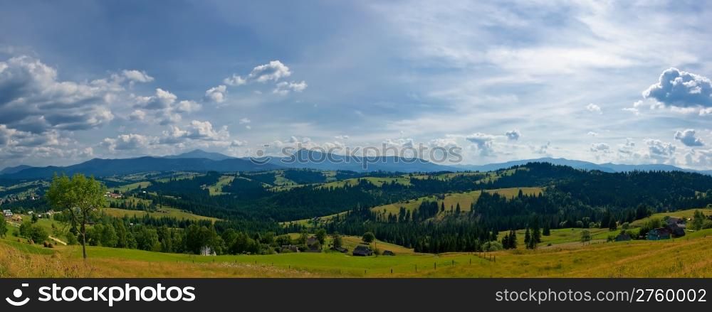 panoramic view of country landscape. Karpaty mountain, Ukraine