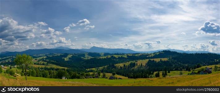 panoramic view of country landscape. Karpaty mountain, Ukraine
