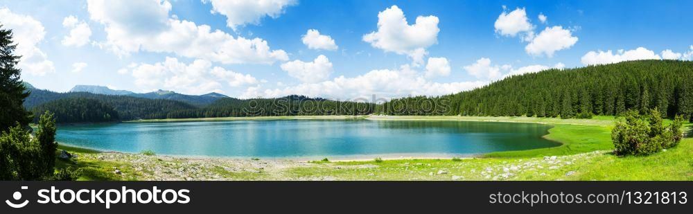 Panoramic view of Crno Jezero, Montenegro. Beautiful summer day