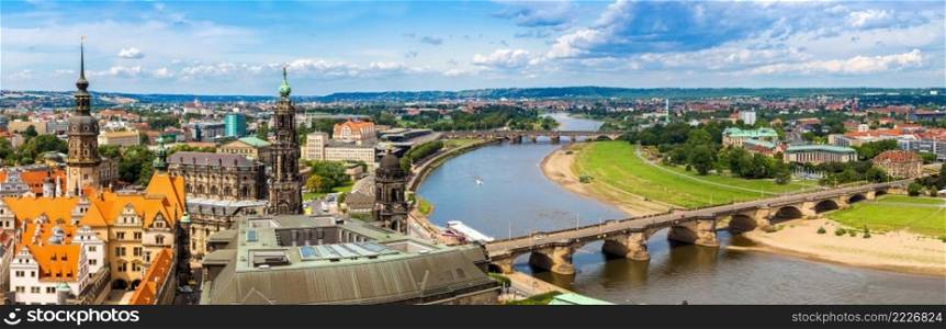 Panoramic view of Dresden and the river Elbe.