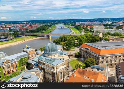 Panoramic view of Dresden and the river Elbe.