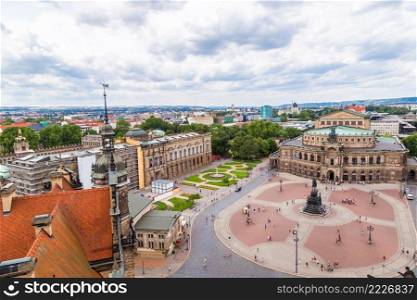 Panoramic view of Dresden, Germany. Semper Opera House