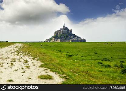 Panoramic view of famous Le Mont Saint Michele, france. Panoramic view of famous Le Mont Saint Michele