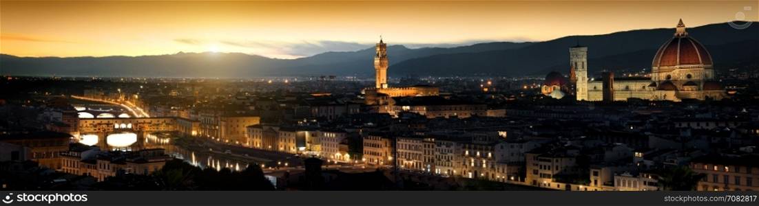 Panoramic view of Florence in the evening, Italy